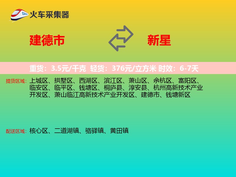 建德市到新星物流专线