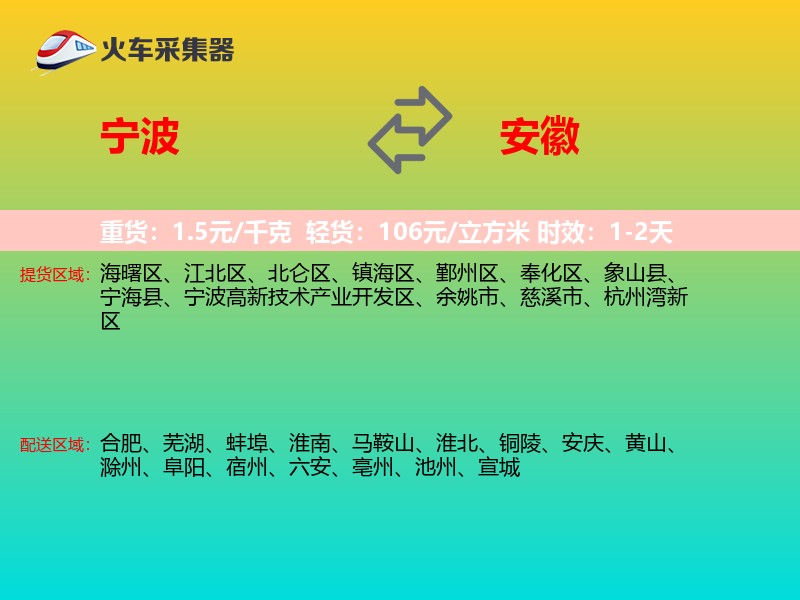 宁波到安徽物流专线