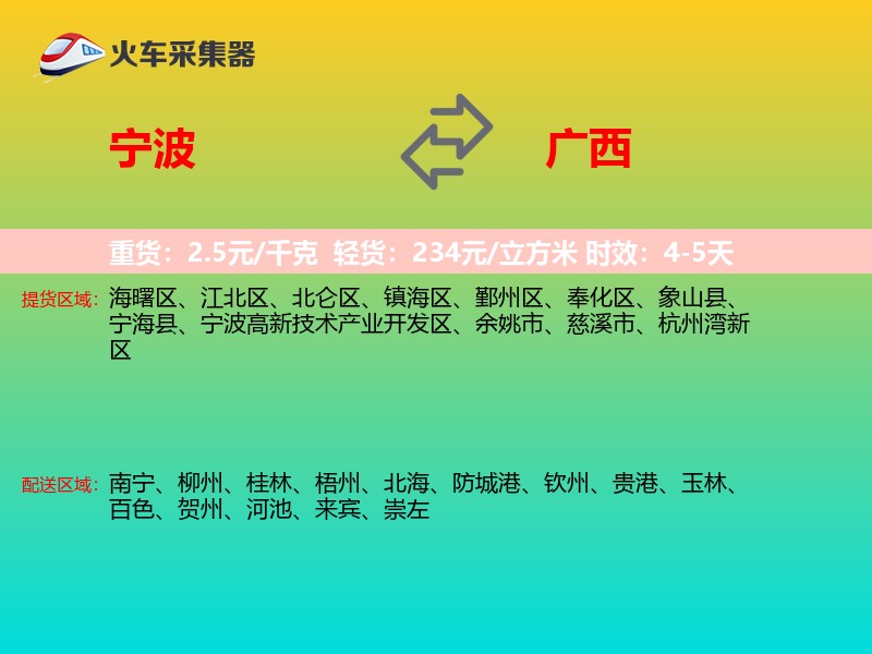 宁波到广西物流专线