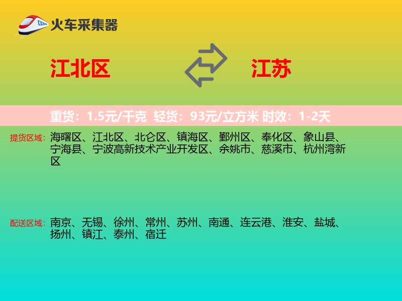 江北区到江苏物流专线
