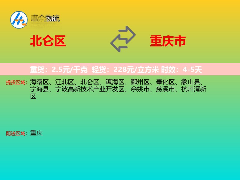 北仑区到重庆市长途搬家
