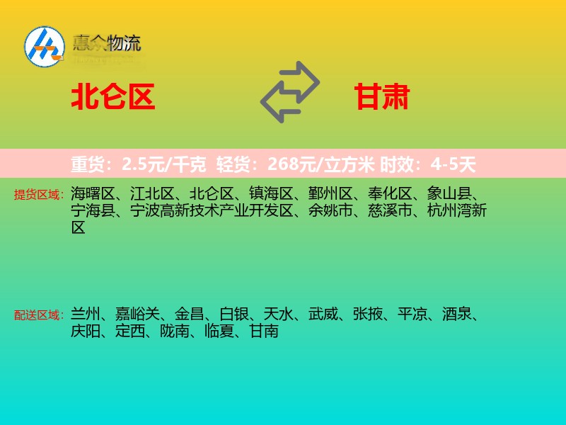 北仑区到甘肃长途搬家