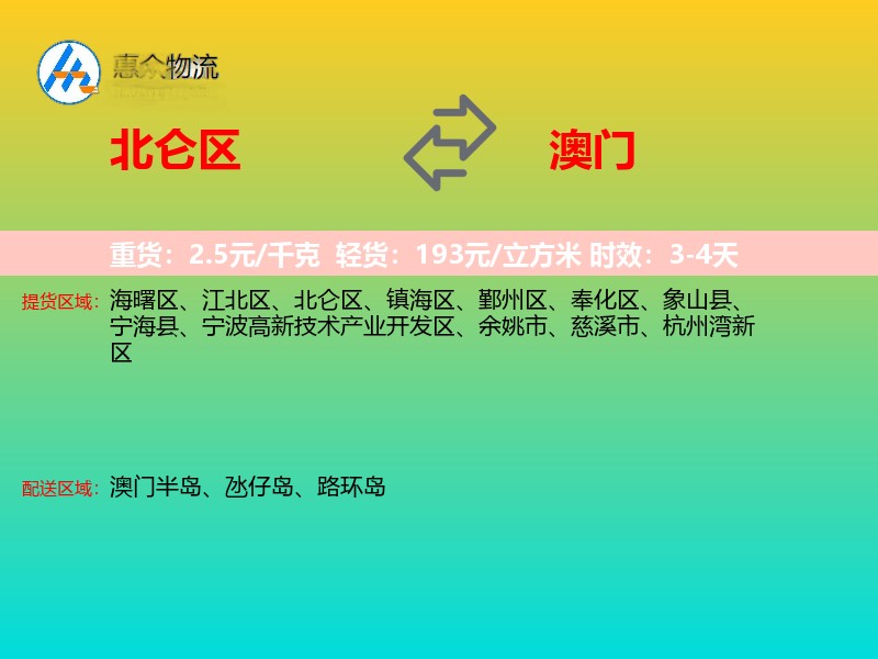 北仑区到澳门长途搬家