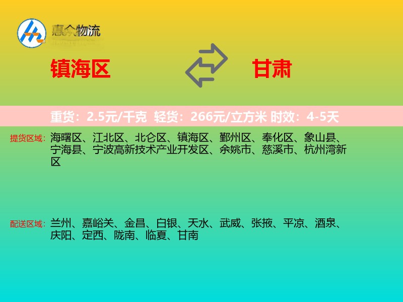 镇海区到甘肃长途搬家