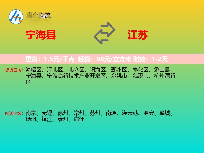 宁海县到江苏物流专线