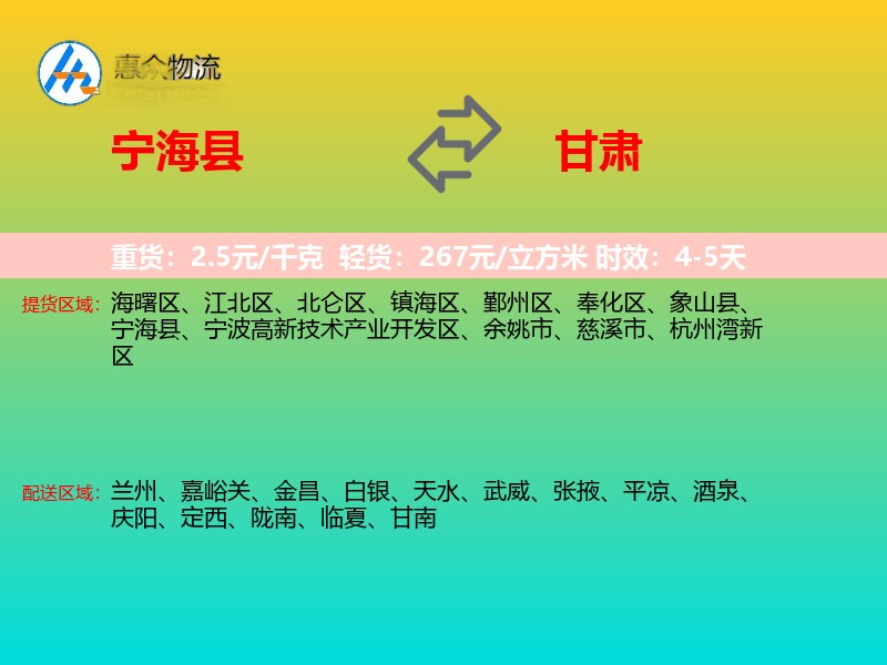 宁海县到甘肃长途搬家