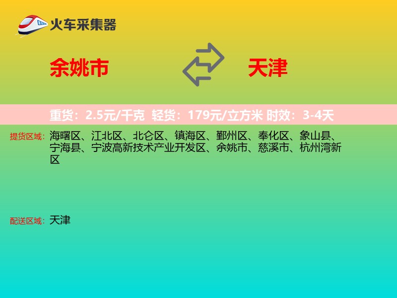 余姚市到天津轿车托运