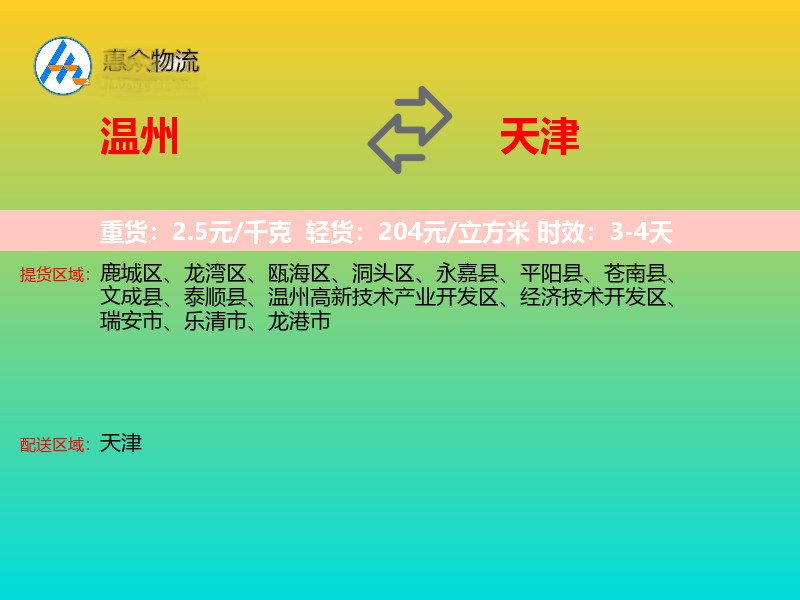 温州到天津物流专线