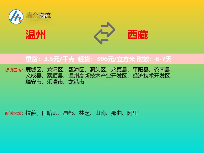 温州到西藏物流专线