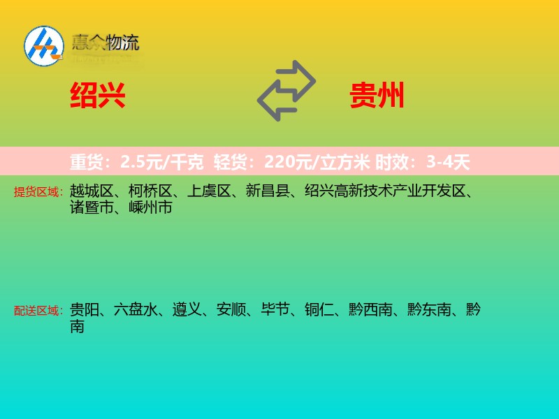 绍兴到贵州轿车托运
