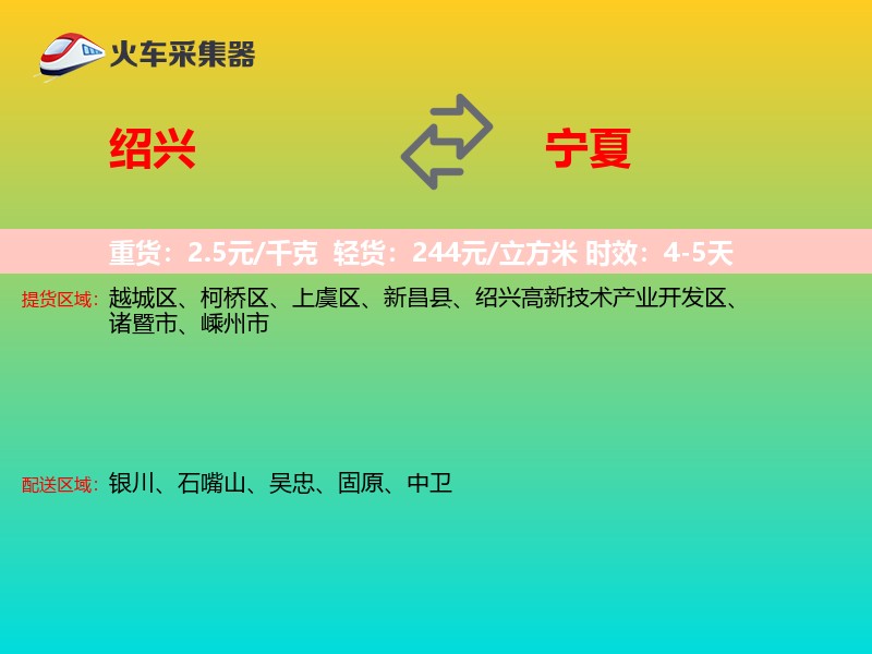 绍兴到宁夏物流专线
