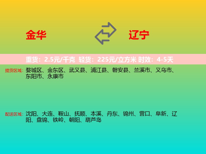 金华到辽宁长途搬家