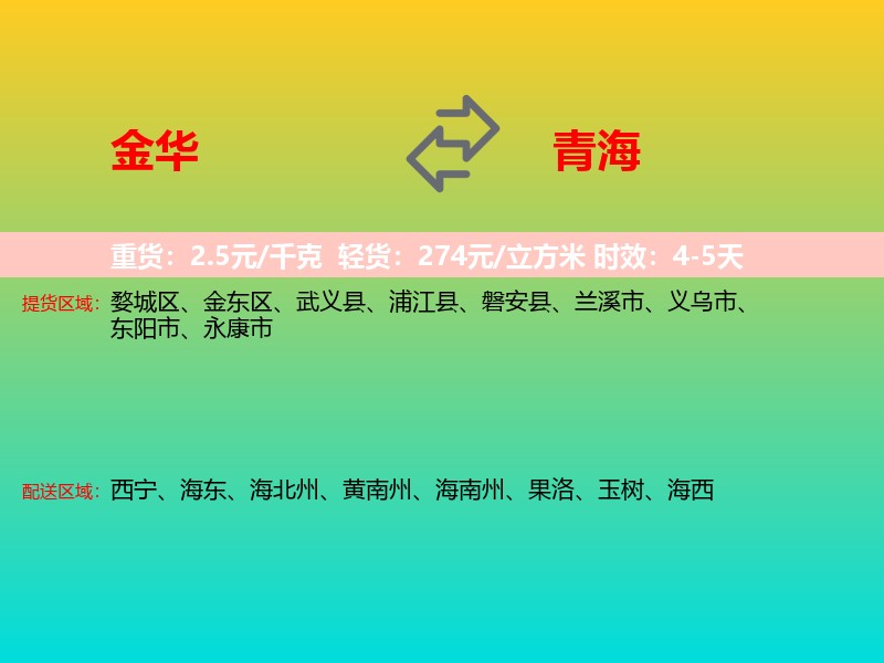 金华到青海长途搬家