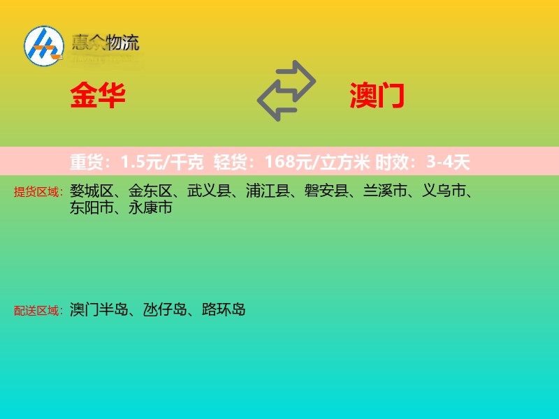 金华到澳门轿车托运