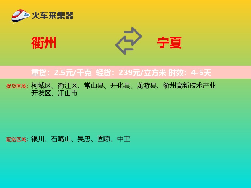 衢州到宁夏物流专线