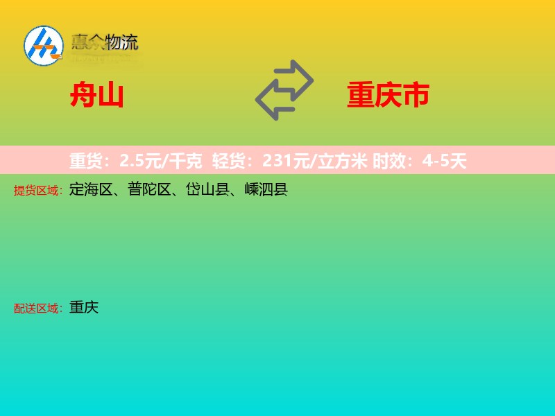 舟山到重庆市长途搬家