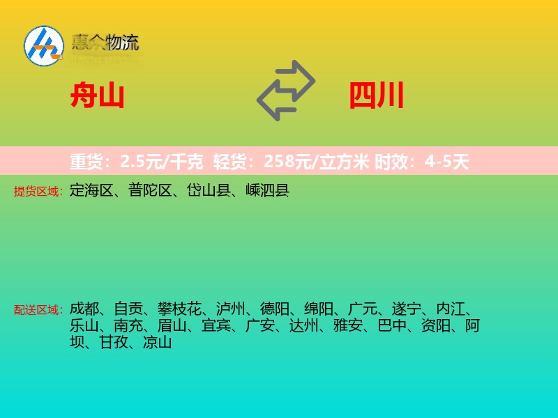 舟山到四川长途搬家