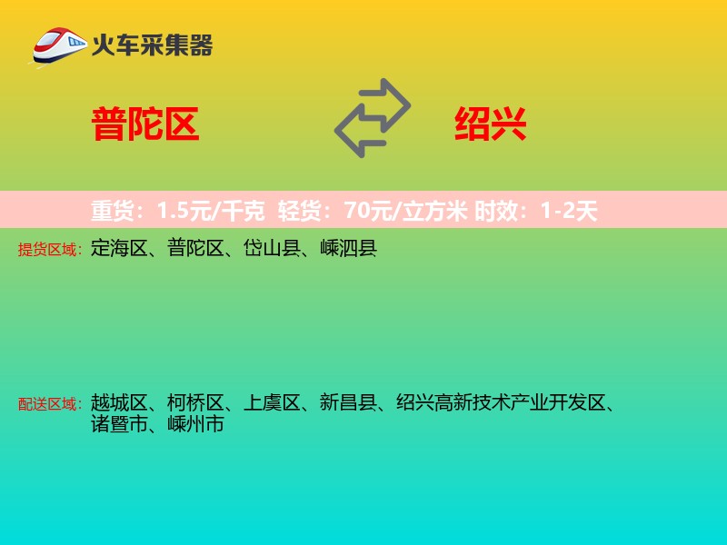 普陀区到绍兴物流专线