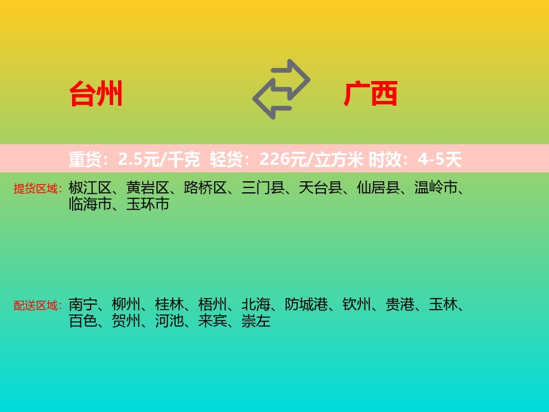 台州到广西长途搬家