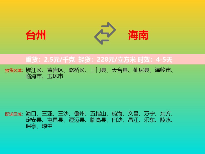 台州到海南长途搬家