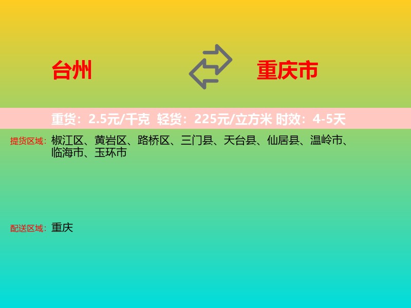 台州到重庆市长途搬家