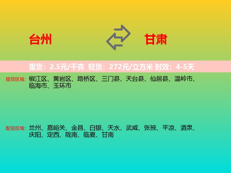 台州到甘肃长途搬家