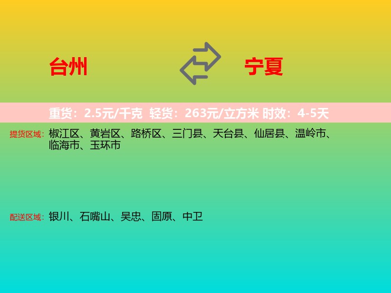 台州到宁夏长途搬家