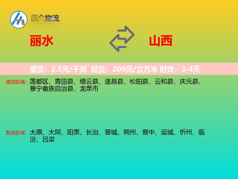 丽水到山西长途搬家