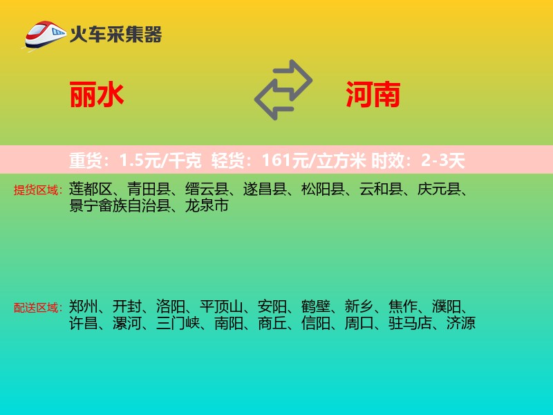 丽水到河南物流专线