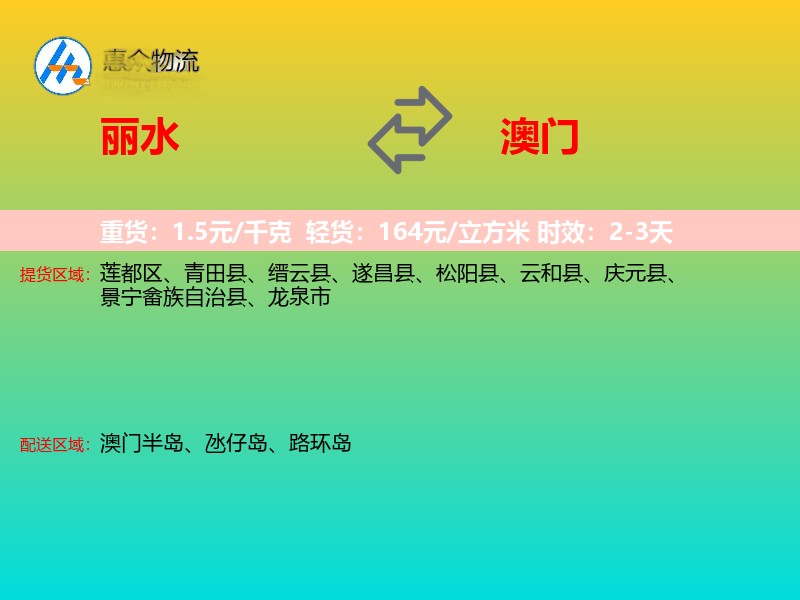 丽水到澳门长途搬家