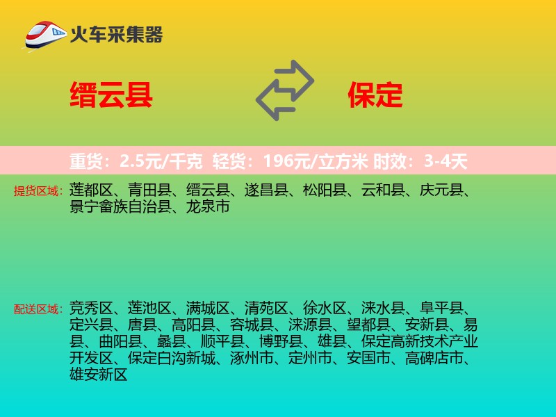 缙云县到保定物流专线