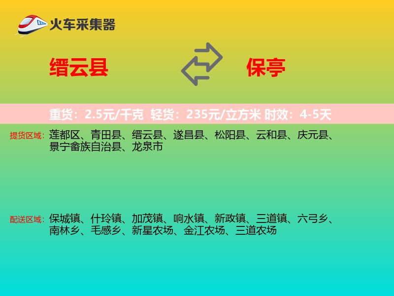 缙云县到保亭物流专线