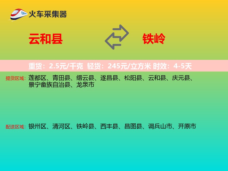 云和县到铁岭物流专线