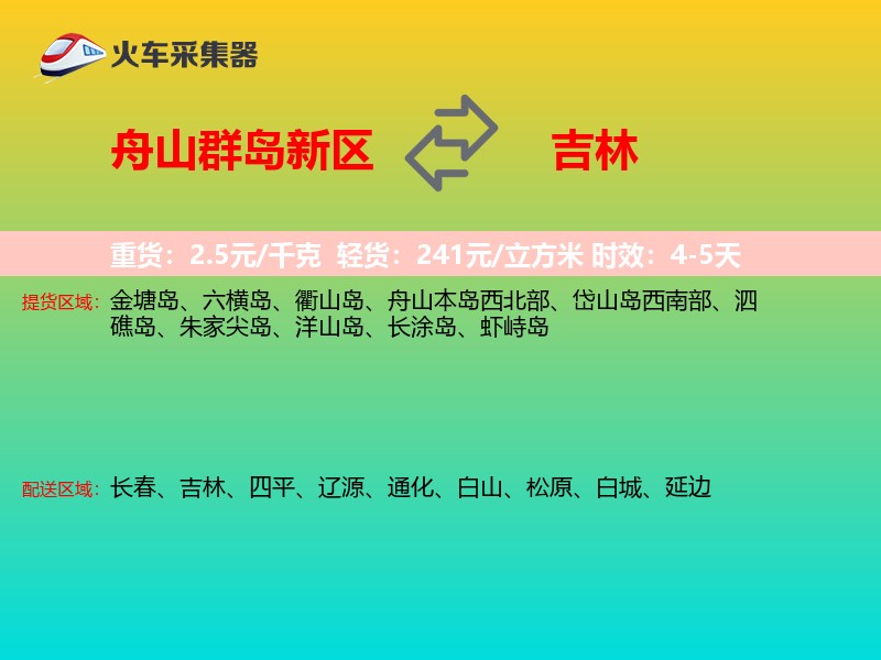 舟山群岛新区到吉林物流专线