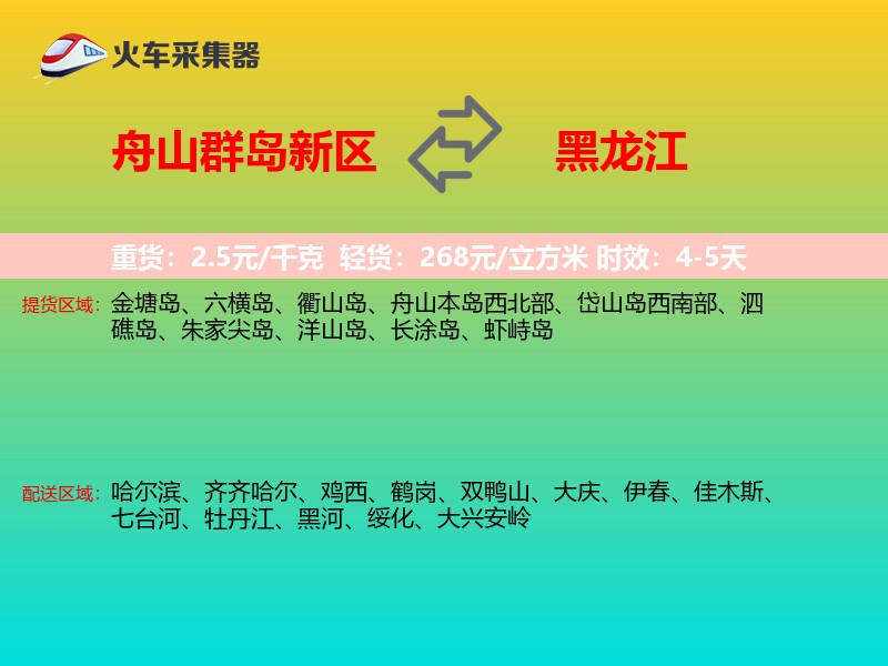 舟山群岛新区到黑龙江物流专线