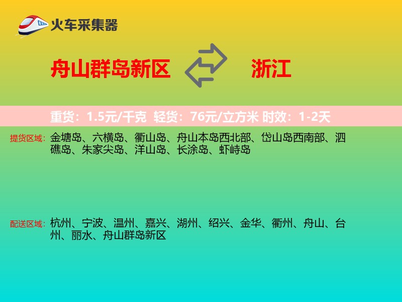 舟山群岛新区到浙江物流专线