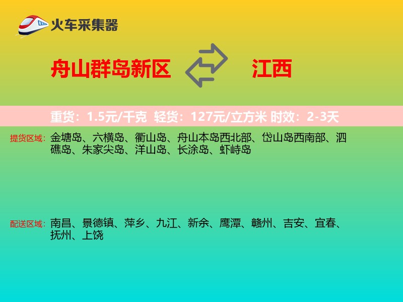 舟山群岛新区到江西物流专线