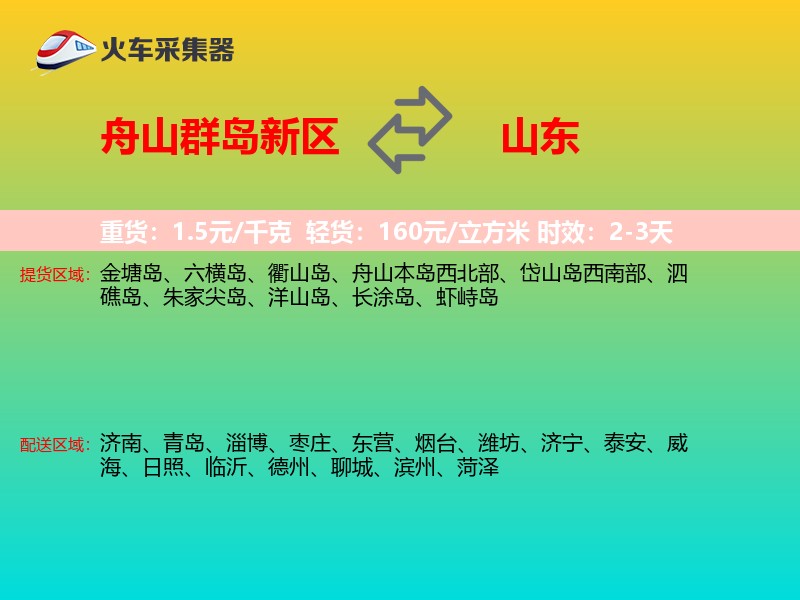 舟山群岛新区到山东物流专线