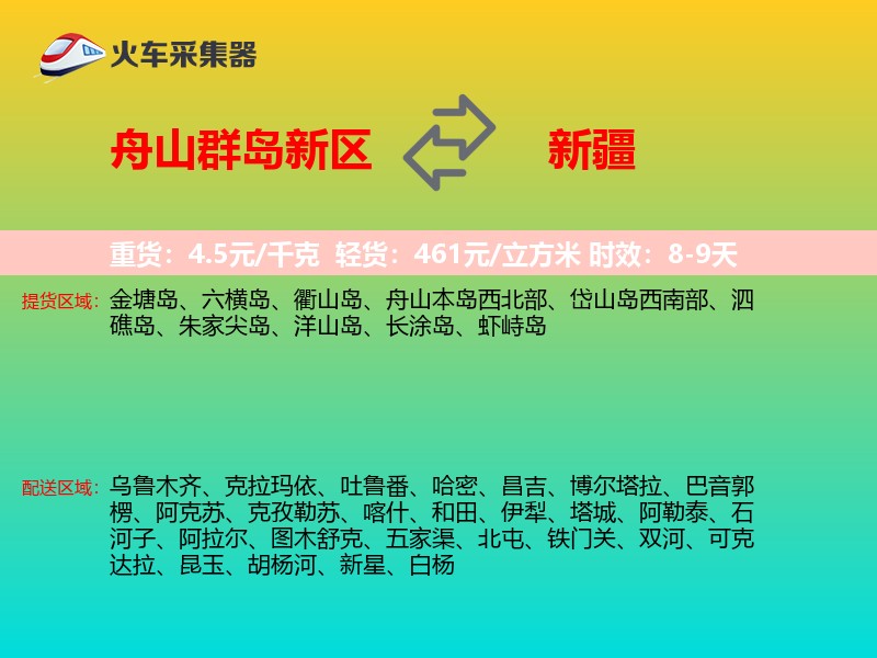 舟山群岛新区到新疆物流专线