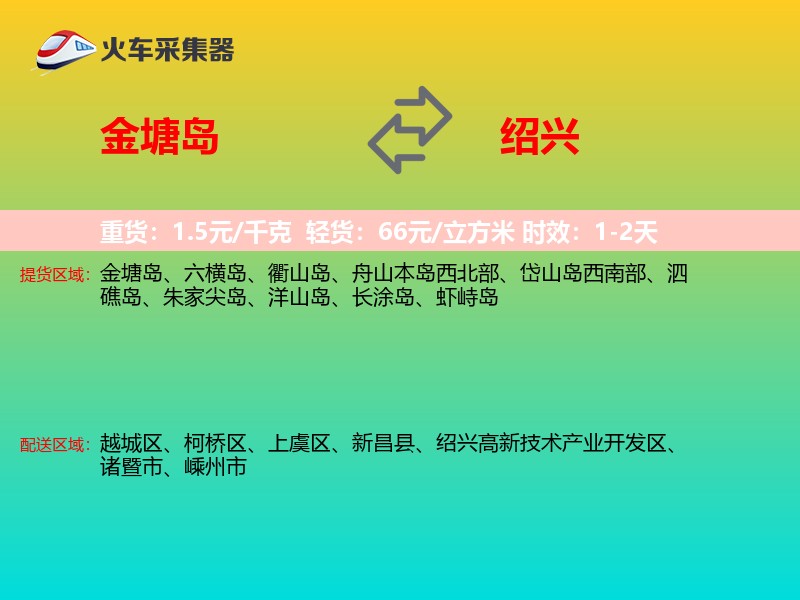 金塘岛到绍兴物流专线