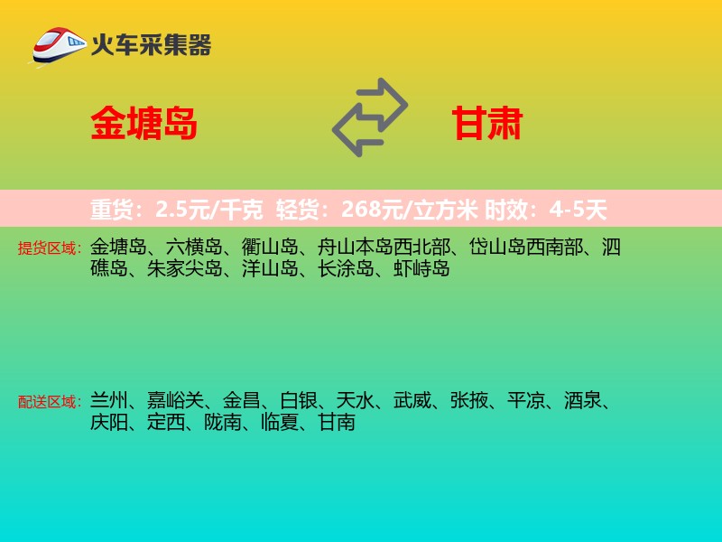 金塘岛到甘肃长途搬家