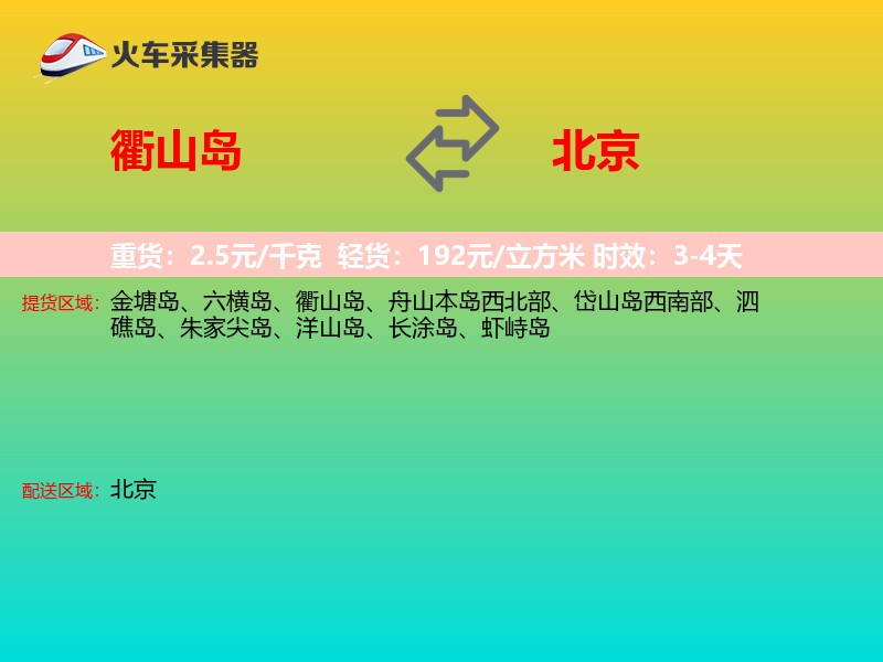 衢山岛到北京物流专线