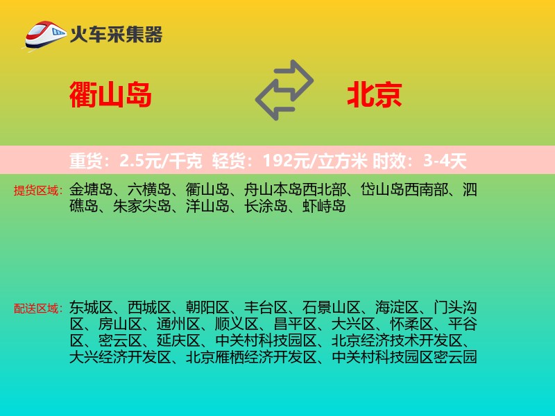 衢山岛到北京物流专线