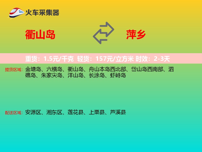 衢山岛到萍乡物流专线