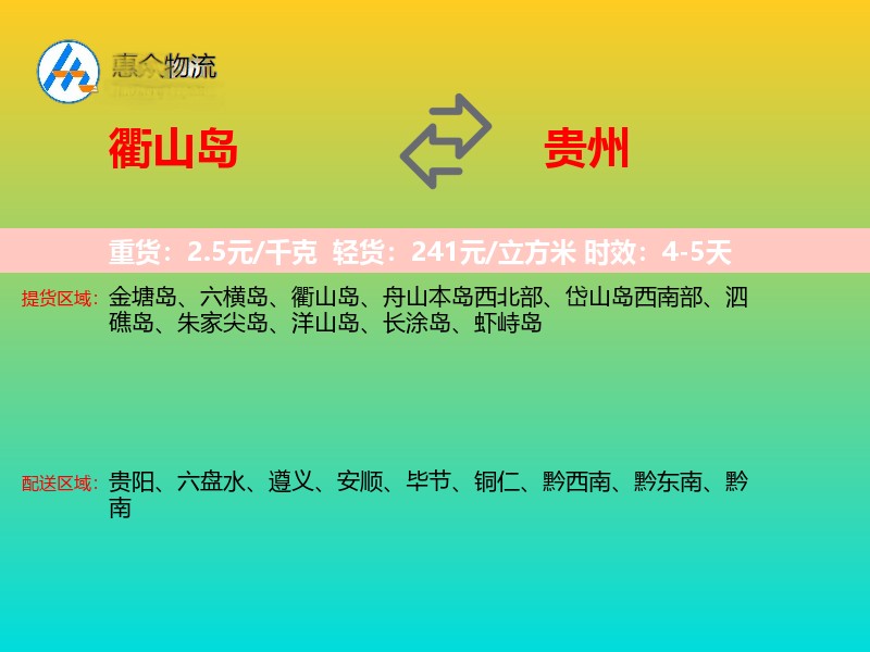 衢山岛到贵州长途搬家