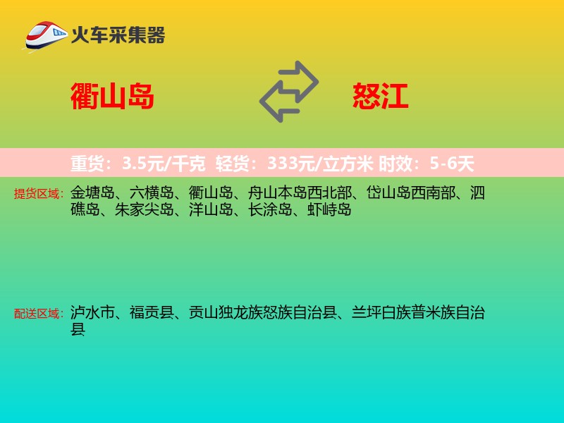 衢山岛到怒江物流专线