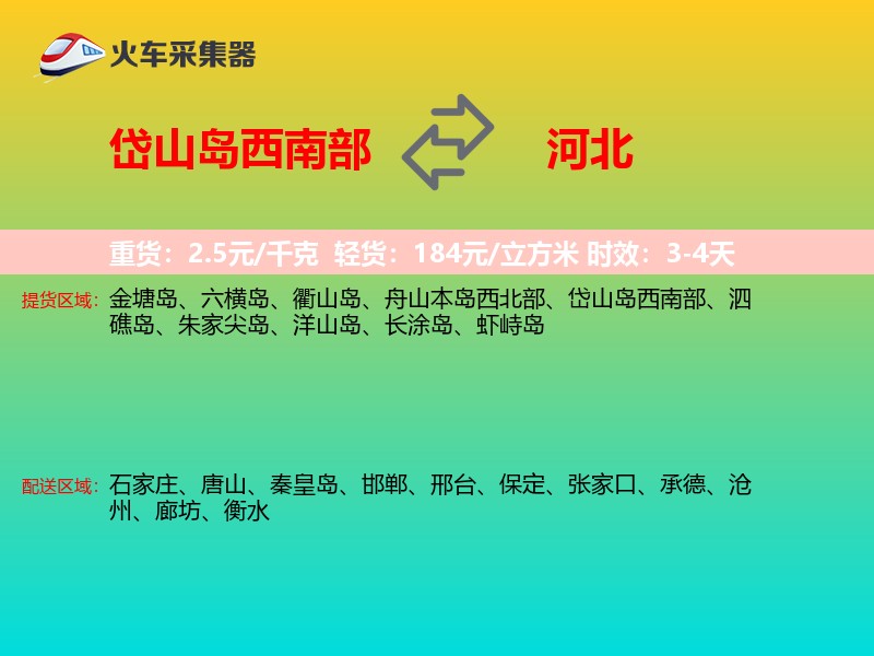 岱山岛西南部到河北长途搬家