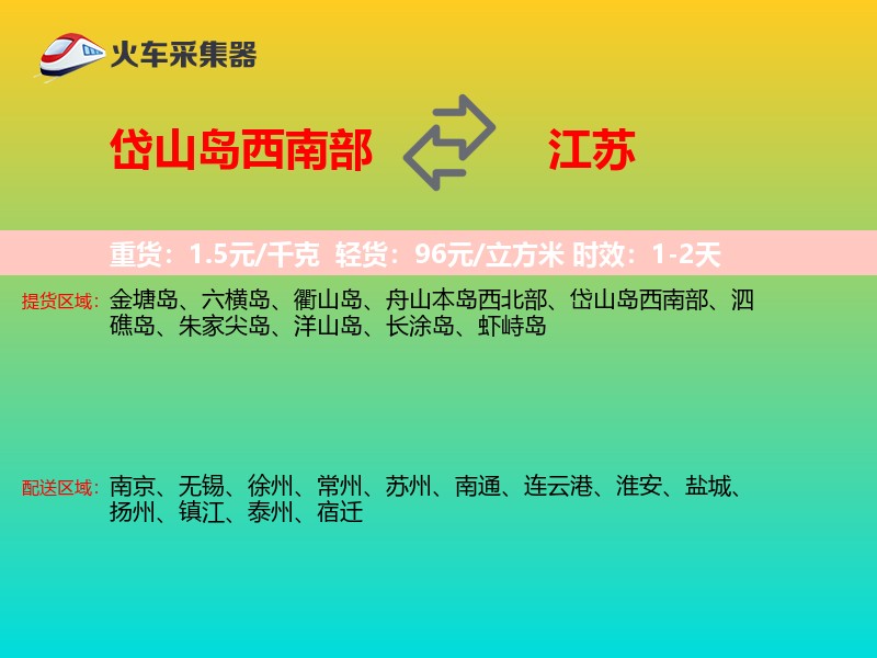 岱山岛西南部到江苏物流专线