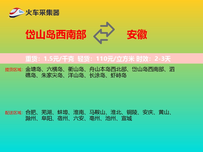 岱山岛西南部到安徽长途搬家