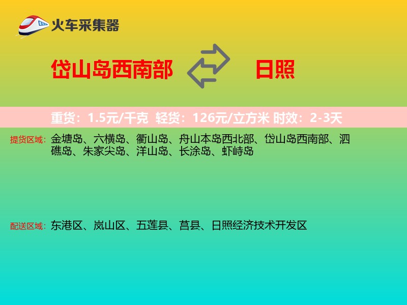 岱山岛西南部到日照物流专线
